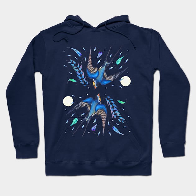 Swallows in the Stars Hoodie by nocturne-design